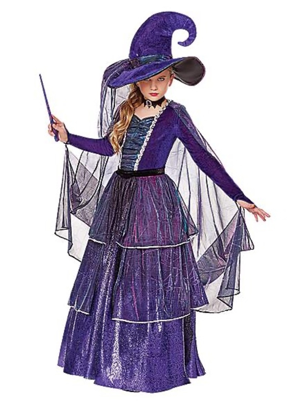 Spirit Halloween Kids Girls Witch Costume Purple Hoop Skirt Child’s Small (4-6)